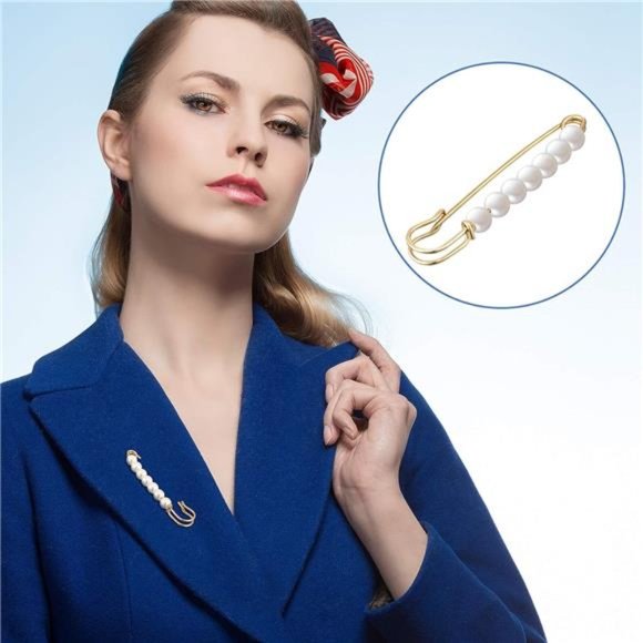 8Pieces Sweater Shawl Clips scarf collar pin Faux Pearl Brooch Pins, Safety Pins - Picture 7 of 7